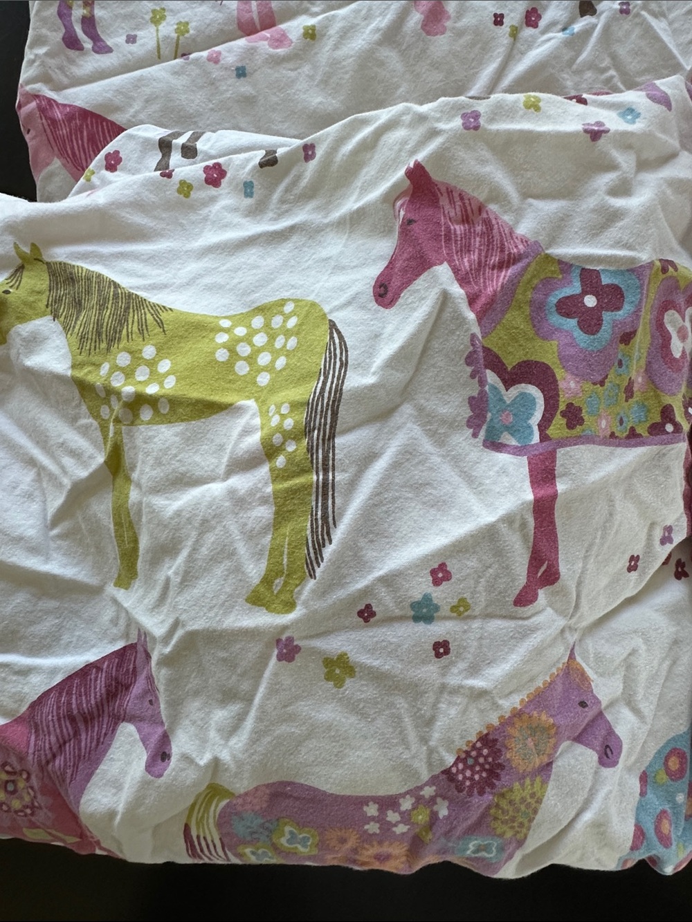 Garnet Hill Horse Print Bedding in Pink, Green, Purple - Picture 4 of 4